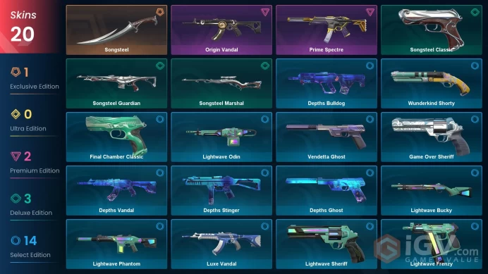 NA - Valorant Account - Origin Vandal + Prime Spectre - 26 Skins - Level 84 - Unranked - VY037