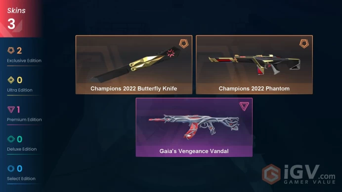 EU - LVL 42 - Unranked - 1 Knife - 3 Skins (~9,800 VP) Champions 2022 Butterfly Knife, Champions 2022 Phantom, Gaia's Vengeance Vandal