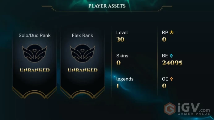 [OCE] | 24,000+ Blue Essence | LVL 30 | Completed 10 games and can directly rank | Full Access | Instant Delivery |Unverified Email | T3