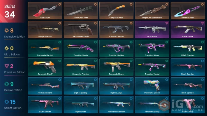 EU Level 76 34 Skins 27 Agents Magepunk Sparkswitch Araxys Operator Neo Frontier Sheriff Ion Phantom Gaia's Fury Prim...