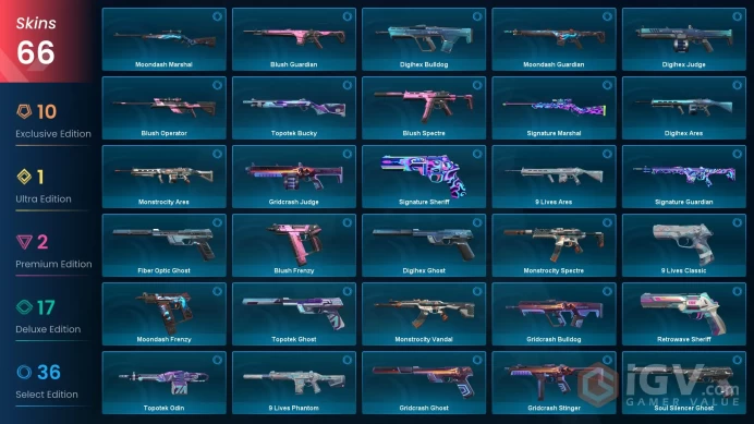 EU [ 66 TOP SKINS + 7 KNIFE ] Reaver Karambit + Ignite Fan + Kuronami Vandal + Radiant Phantom + Glitchpop Vandal  / full acces