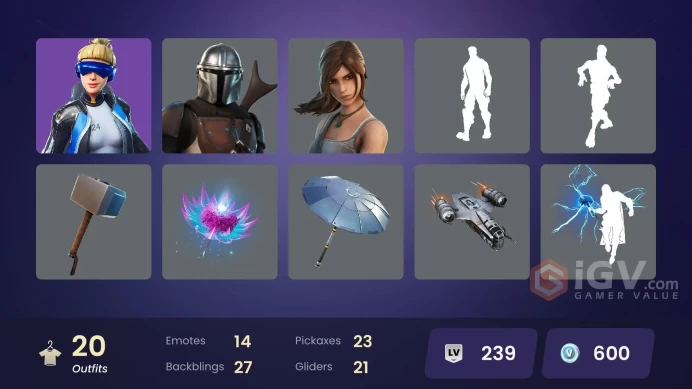 | PC/PSN/XBOX | 20 SKINS | Kymera | Menace | Mandalorian | Kondor | Groot | Reese | Snowmando | Mancake | Agent Jones | 600 VBUCKS | Fe9id |