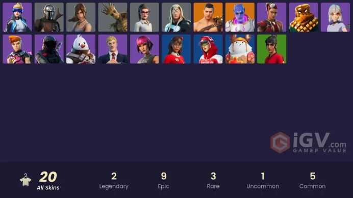 | PC/PSN/XBOX | 20 SKINS | Kymera | Menace | Mandalorian | Kondor | Groot | Reese | Snowmando | Mancake | Agent Jones | 600 VBUCKS | Fe9id |