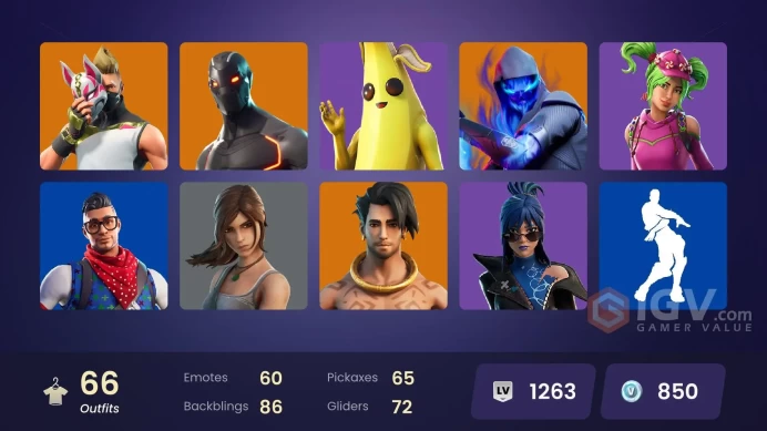 | PC/XBOX | 66 SKINS | Carbide | Hybrid | Calamity | Blackheart | Fusion | Kymera | Raz | Joey | Spire Assassin | Zero | 850 VBUCKS | FfKAS |