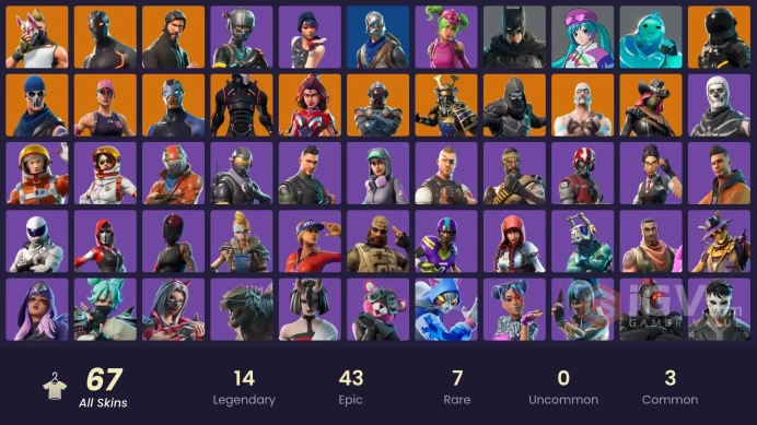 66 skins/full access/sparkle specialist/the reaper/floss/take the l/blue squire/omega stage 5/fresh/rambunctious/the look
