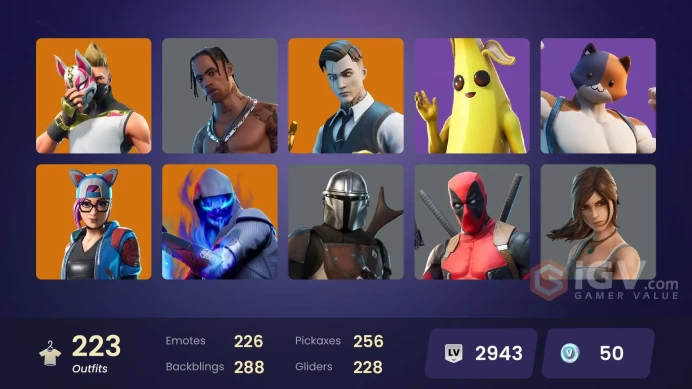 [XBOX/SWITCH/PC] -  220 skins | OG STW | Travis Scott | Gold Midas | Shady Doggo | Hybrid | Predator | The Imagined | Kado Thorne |