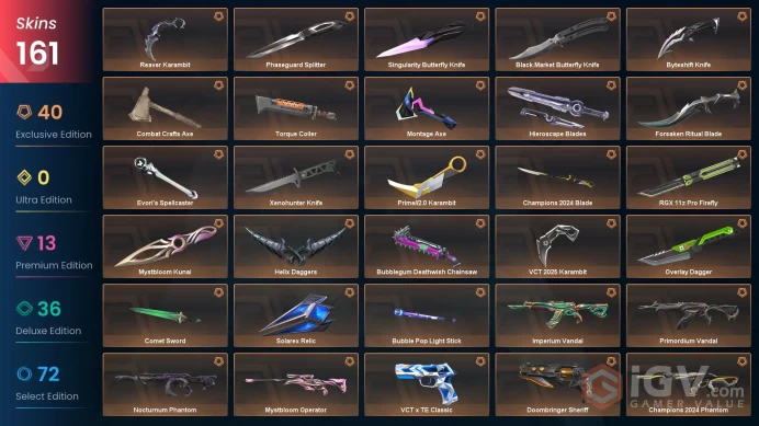 AP/MYS 133565 VP Spent Champions 2024 Bundle Phaseguard Splitter VCT 2025 Karambit Evori's Spellcaster Mystbloom Phantom SplashX Vandal Divergen