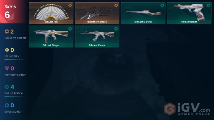 NA+6 skins+15000VP+SilkLeaf Fan+Blackthorn Blades+No phone.4.29.2