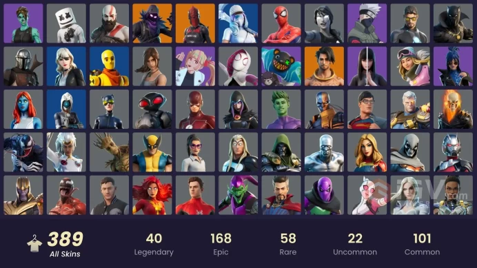 [PC/PSN/XBOX/NIN] 389 skins | Kratos | Master Chief (Matte Black) | Leviathan axe | Naruto Uzumaki  | Galaxy Scout | Red Knight | 500 VB