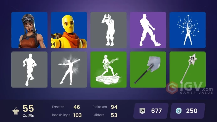 [PC] 55 skins | Renegade Raider | Hades | Zeus | Joltara | Poseidon | Gwenpool | Captain Jones