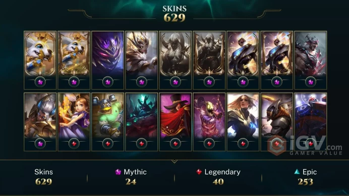 EUW | 629 SKIN | UNRANKED | 612 LVL | 49K+ BE | MAIL CHANGEABLE LEAGUE OF LEGENDS ACCOUNT