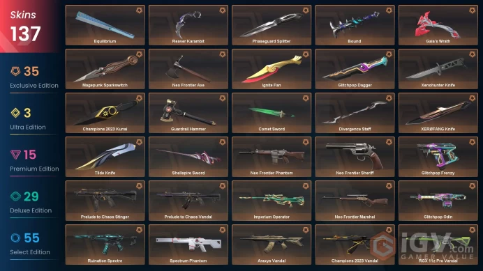 NA/USA 133500 VP Spent Phaseguard Splitter Ignite Fan Champions 2023 Bundle Ruination Spectre Forsaken Vandal Prime Vandal Neo Frontier Marshal