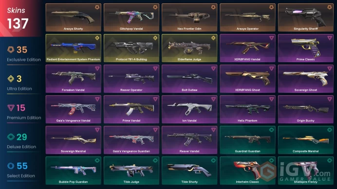 NA/USA 133500 VP Spent Phaseguard Splitter Ignite Fan Champions 2023 Bundle Ruination Spectre Forsaken Vandal Prime Vandal Neo Frontier Marshal