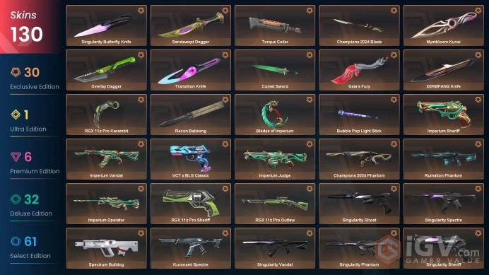 NA/USA 91490 VP Spent Champions 2024 Bundle Champions 2024 Phantom Kuronami Spectre VCT x BLG Classic Neptune Vandal Mystbloom Kunai Imperium Va