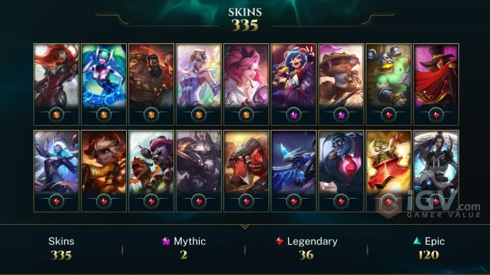 [D141] NA/EUW/OCE/JP/ 172 heroes / 335skins /  Instant Delivery/ Can change bound email and password/Can be transferred to any server