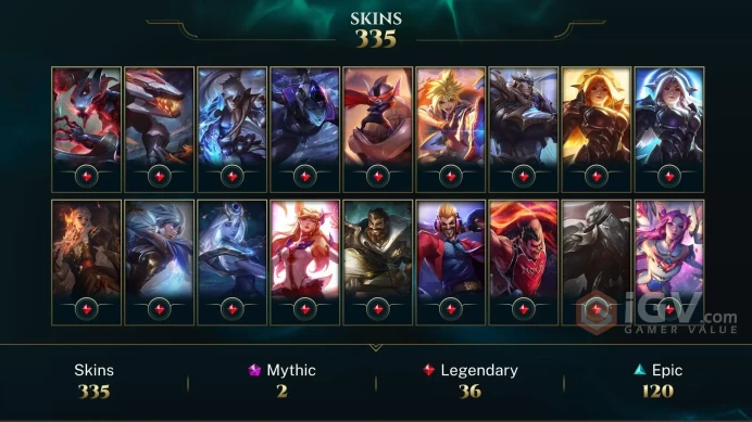 [D141] NA/EUW/OCE/JP/ 172 heroes / 335skins /  Instant Delivery/ Can change bound email and password/Can be transferred to any server