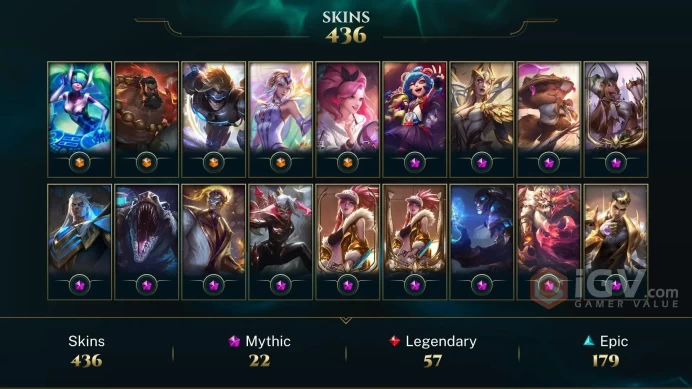[D142] NA/EUW/OCE/JP/ 172 heroes / 436skins /  Instant Delivery/ Can change bound email and password/Can be transferred to any server