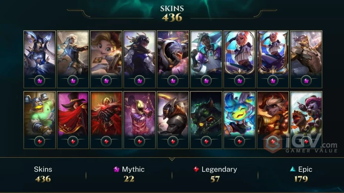 [D142] NA/EUW/OCE/JP/ 172 heroes / 436skins /  Instant Delivery/ Can change bound email and password/Can be transferred to any server