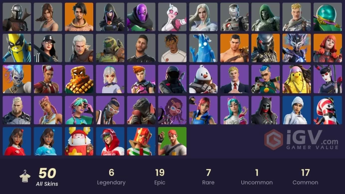 | PC/PSN/XBOX | 50 SKINS | Renzo the Destroyer | Predator | Raz | Spire Assassin | Mandalorian | Menace | The Imagined | 1200 VBUCKS | FfsRf |