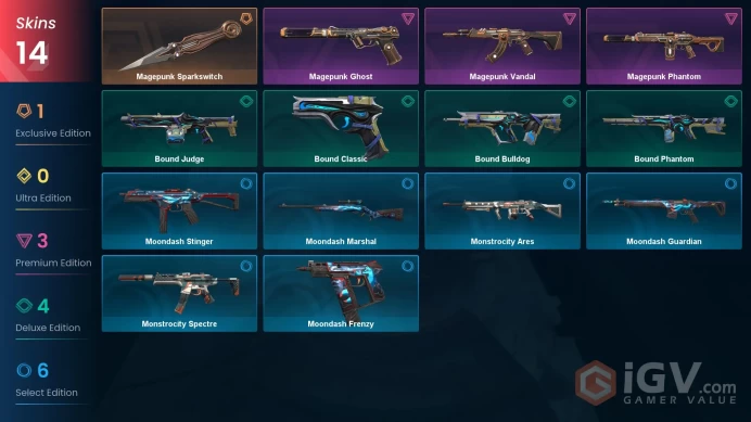 【Europe】10.6k VP Spent | Magepunk Ghost/Phantom/Vandal/Butterfly Knife | Gold | 82 Level | 577 VP Free | Data Changeable | Full Access | Instant