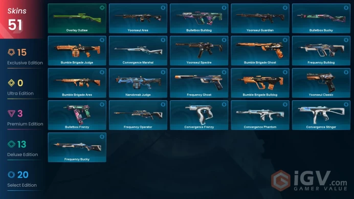 [EU] 51x Rare Skins [Evori's Spellcaster Knife + Kuronami Vandal +Champions 2024 Phantom + Glitchpop Phantom + Sentinels OP + 3xBP] Full Access