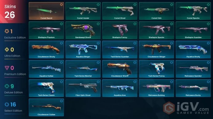 [LATAM] 26 Skins | 1 Knife | Full Acces | Comet Sword / Comet Vandal / Retrowave Operator |