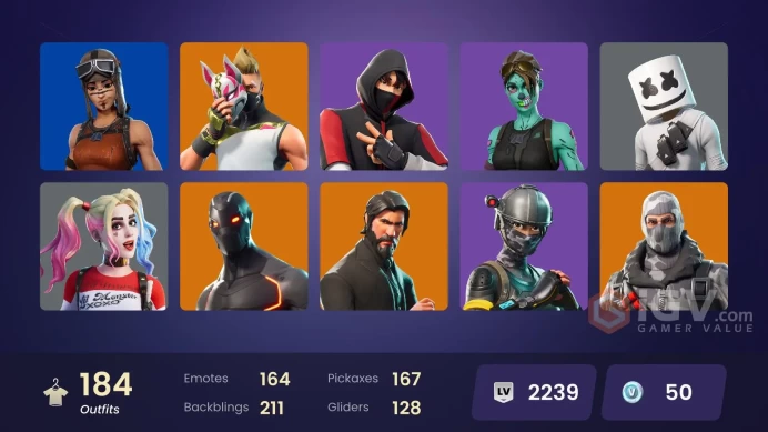 [PC] 184 skins | Renegade Raider | IKONIK | The Reaper | Elite Agent | Rogue Agent | Trailblazer | Havoc | Sub Commander | 50 VB