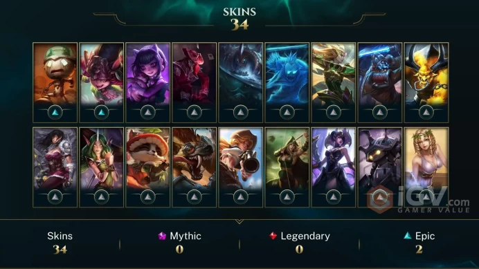 EUW / UNRANKED  - 73 Champ - 34 Perfect Skins - 4.2K BE - 444RP - HANDMADE - 30 LVL - S2 ACC - UNVERIFIED - FULL ACCES - CHEAP