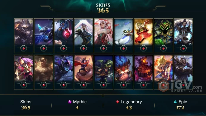EUNE / BRONZE 1 - 172 Champ - 365 Perfect Skins(4 Ultimate, 4 Mythic, 43 Legendary, 172 Epic) - 26.8K BE - FULL ACCES - CHEAP