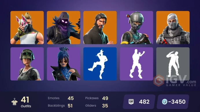 41 skins/full access/the reaper/huntmaster saber/take the l/fresh/(-3000vbucks)/