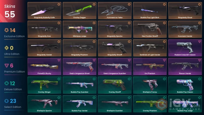 [NA]55SKINS |4KNIVES |Singularity Ares Bubble Pop Light Stick Kuronami no Yaiba Overlay Dagger Singularity Butterfly Knife