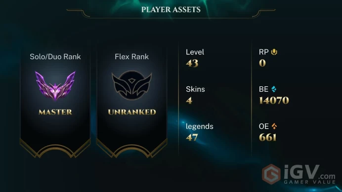 [EUW] S16 Split 2  Master 2 LP 60 WR   "HONOR 5" 14K BE +30LP GAIN OTP AKALI SKIN HANDMADE ACCOUNT 