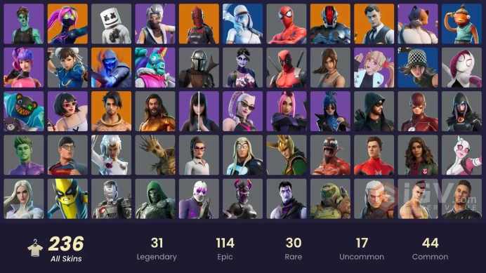 (PC PSN XBOX 236 skins | CHUN-LI / LARA CROFT / GALAXIA / MARSHMELLO / Gold Midas | Gold Brutus | Pitch Patroller | Recon Champion | Nezumi | Me
