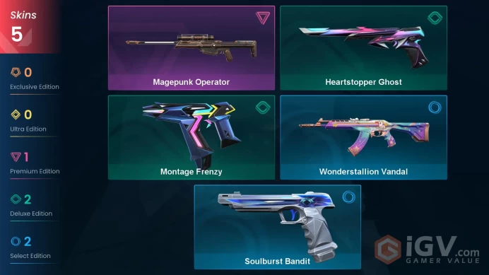 LATAM 5 skins | Magepunk Operator | Montage Frenzy | Heartstopper Ghost | Soulburst Bandit | Wonderstallion Vandal | V0512