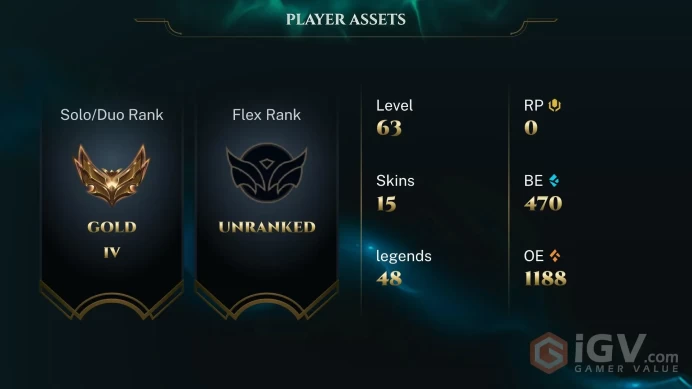 | EUNE | 14 SKINS | GOLD 4 | 48 CHAMPIONS | 63 LEVEL | INSTANT DELIVERY | FULL ACCESS | FfmqT |