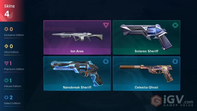 | AP | 4 SKINS | VALUE: 1775 VP | Ion Ares | Solarex Sheriff | RANKED READY | 74 LEVEL | INSTANT DELIVERY | FULL ACCESS | FV6aC |