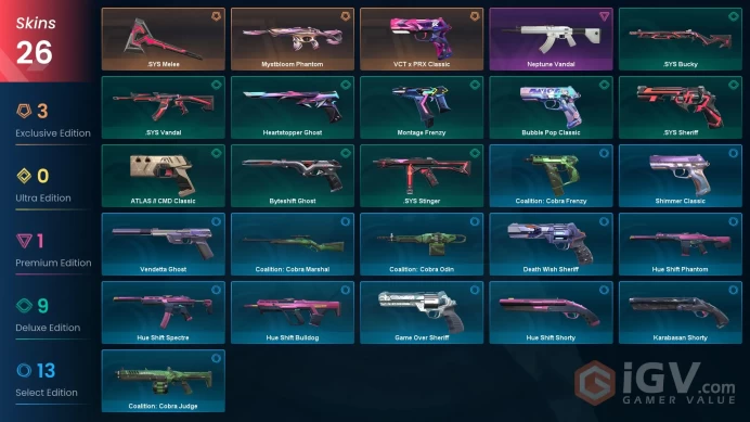 AP | 26 Skins | Mystbloom Phantom | VCT x PRX Classic | Neptune Vandal | .SYS Melee | FULL ACCESS