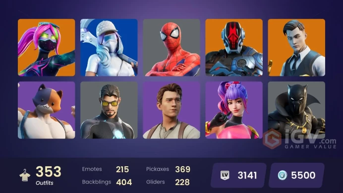 [PC/PSN/XBOX] 348 skins | Lara Croft | Rage | Stuck |Introducing... |Verve | 44+ COMPETITIVE SKINS| 5500 VB