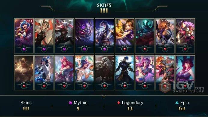 [D143] NA/EUW/OCE/JP/ 172 heroes / 111skins /  Instant Delivery/ Can change bound email and password/Can be transferred to any server