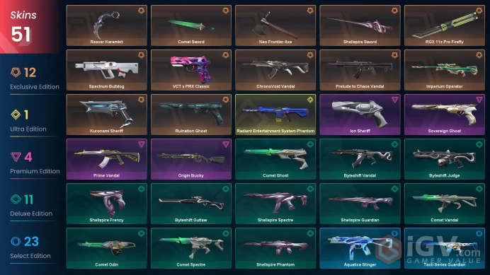 [NA]51 SKINS |5KNIVES | Comet Sword Neo Frontier Axe Reaver Karambit RGX 11z Pro Firefly Shellspire Sword