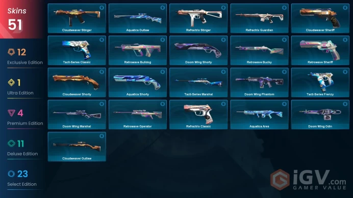 [NA]51 SKINS |5KNIVES | Comet Sword Neo Frontier Axe Reaver Karambit RGX 11z Pro Firefly Shellspire Sword