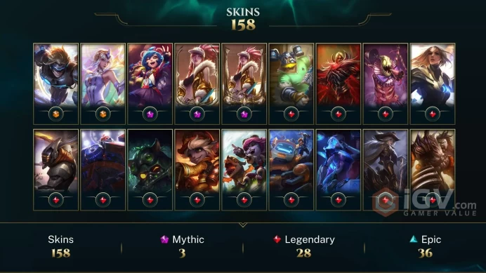 LAS UNK- 158 Skin- 125 Champs- 239 Level Handmade- Full Acces- Instant Delivery - Safe