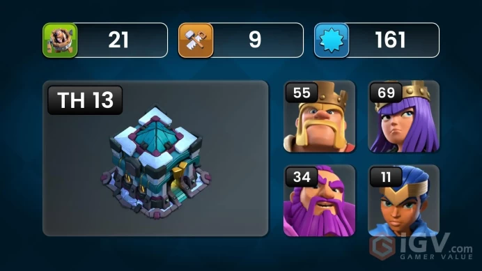 COC TH13 | LEVEL160 | KB54 AQ69 GW32 RC9 | C3044