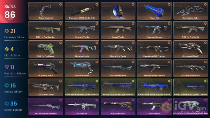 NA - 143 Skins - Champions 2022 Knife - Kuronami + RGX + Reaver - High Tier VALORANT Account -  VA052