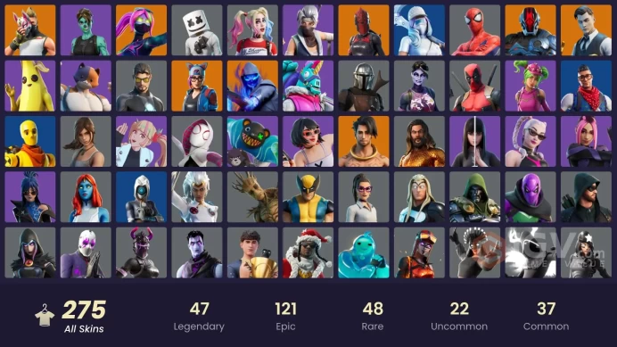 275 skins/full access/gold midas/gold tntina/unchained ramirez/star jet/fresh/tidy/striker specialist/heron stance hero