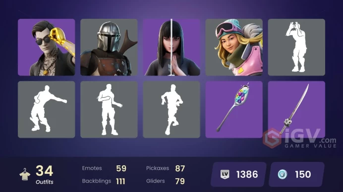| PC/PSN/XBOX | 34 SKINS | Predator | Menace | Mandalorian | Tricera Ops | Rex | Reese | Infinity | Kondor | Mave | Lexa | 150 VBUCKS | FhTn7 |