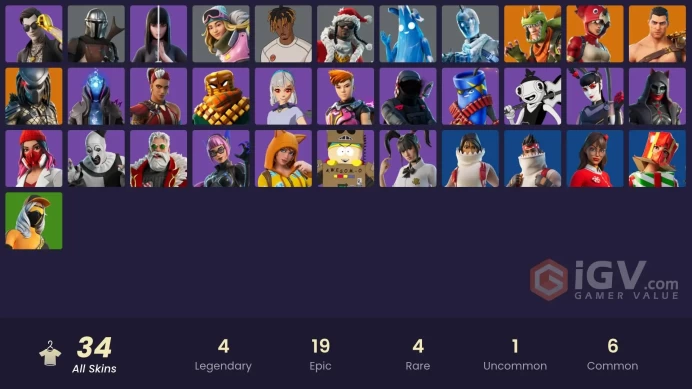 | PC/PSN/XBOX | 34 SKINS | Predator | Menace | Mandalorian | Tricera Ops | Rex | Reese | Infinity | Kondor | Mave | Lexa | 150 VBUCKS | FhTn7 |