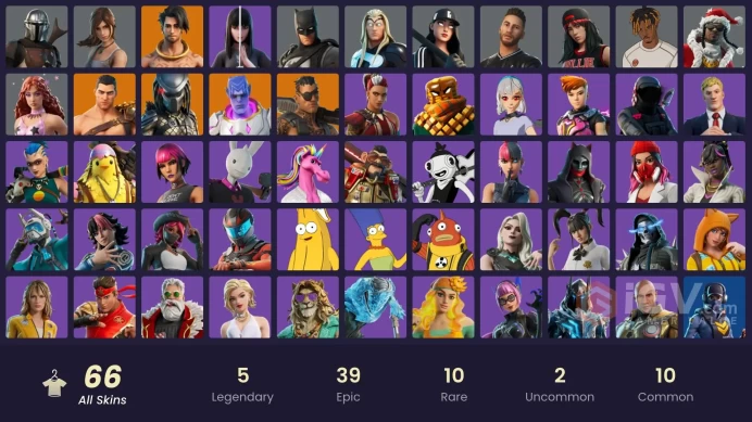 | PC | 66 SKINS | Mandalorian | Predator | Menace | Joey | Kymera | Raz | Yon Dar 3000 | Reese | Felina | Lexa | Kor | 1450 VBUCKS | FhPw5 |