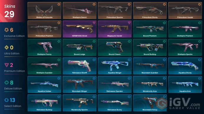 EU [ 29 TOP SKINS + 2 KNIFE ] Blades of Primordia + Primordium Phantom + Primordium Vandal + Magepunk Vandal / full acces 