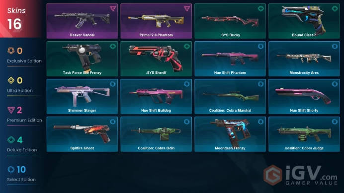 EU | 16 Skins | Silver | Level 29 | VP Value 6550 | Reaver Vandal | Prime//2.0 Phantom | 26 Buddies | Full Access | Full Details Below!